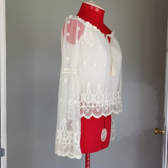 American Rag Off the Shoulder Peasant Blouse Sz Xs - Picture 5 of 10